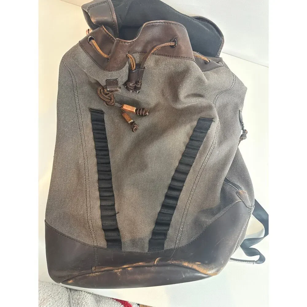 VAEL Rucksack Distressed Leather Canvas Backpack Copper Hardware